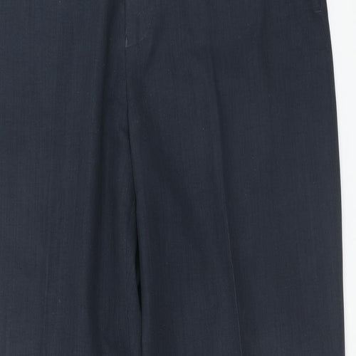 BHS Mens Blue Polyester Dress Pants Trousers Size 34 in L33 in Regular Hook & Eye