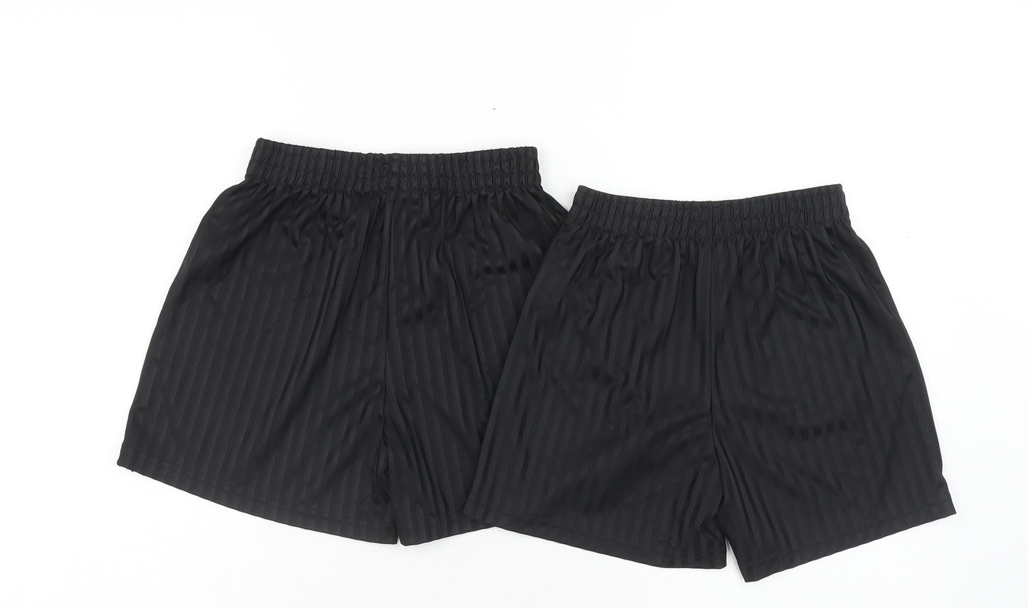 Nutmeg Boys Black Striped Polyester Sweat Shorts Size 9-10 Years Regular Drawstring - 2 Piece Shorts Set