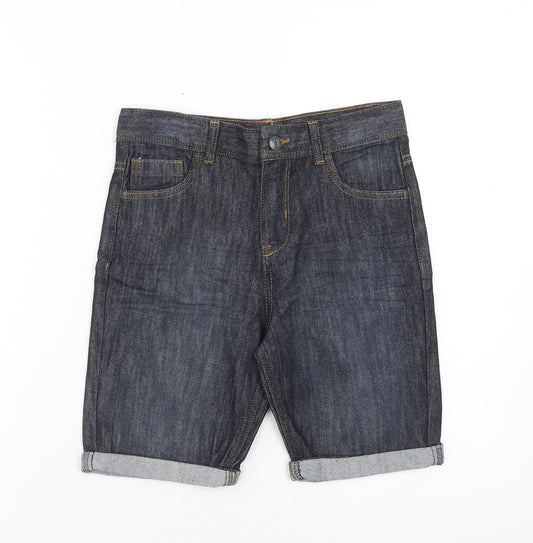 Denim & Co. Boys Blue Cotton Bermuda Shorts Size 10-11 Years Regular Zip