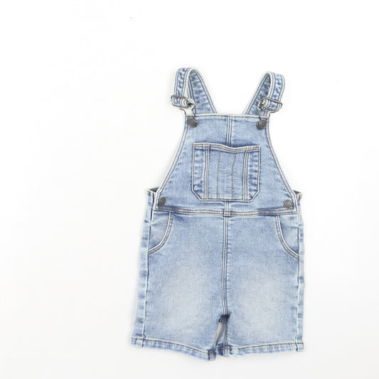 George Girls Blue Cotton Dungaree One-Piece Size 2 Years Button