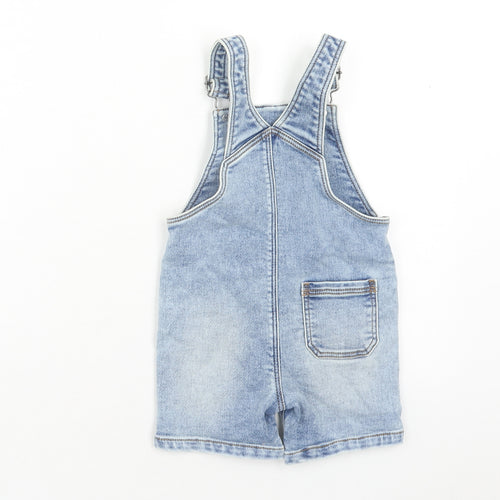 George Girls Blue Cotton Dungaree One-Piece Size 2 Years Button