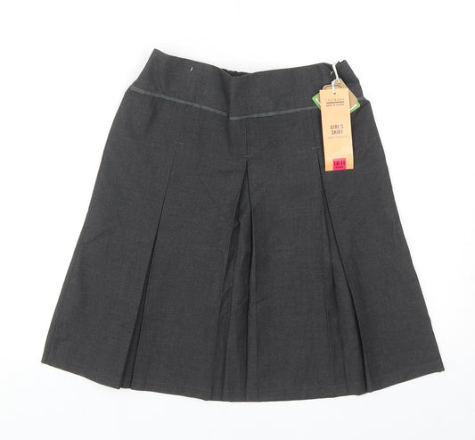 Lily & Dan Girls Grey Polyester Pleated Skirt Size 10-11 Years Regular Pull On