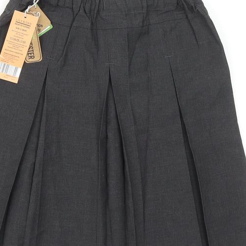 Lily & Dan Girls Grey Polyester Pleated Skirt Size 10-11 Years Regular Pull On