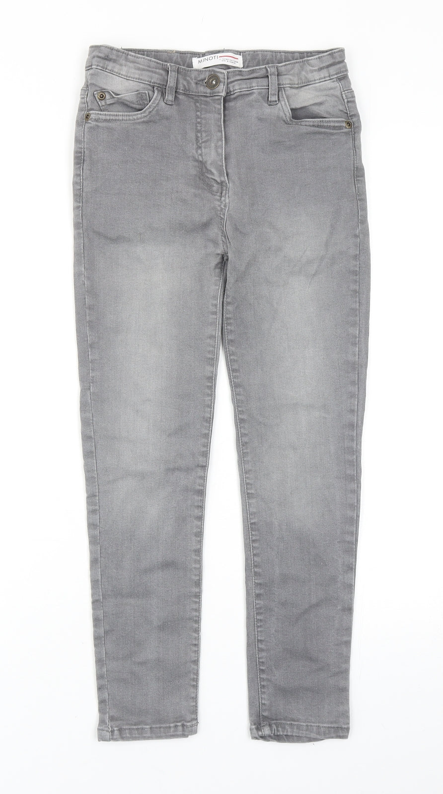 Minoti Girls Grey Cotton Skinny Jeans Size 9-10 Years Regular Zip