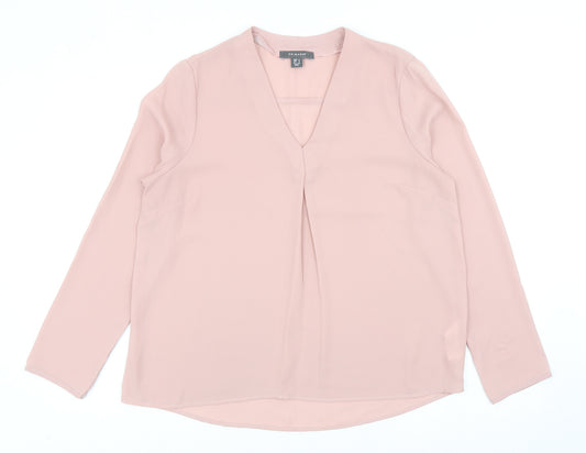 Primark Womens Pink Polyester Basic Blouse Size 12 V-Neck