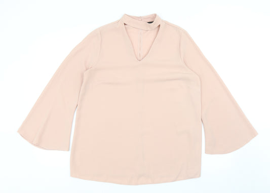 Papaya Womens Pink Polyester Basic Blouse Size 12 V-Neck