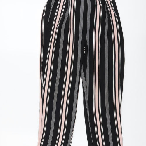 Firetrap Girls Black Striped Polyester Carrot Trousers Size 9-10 Years Regular