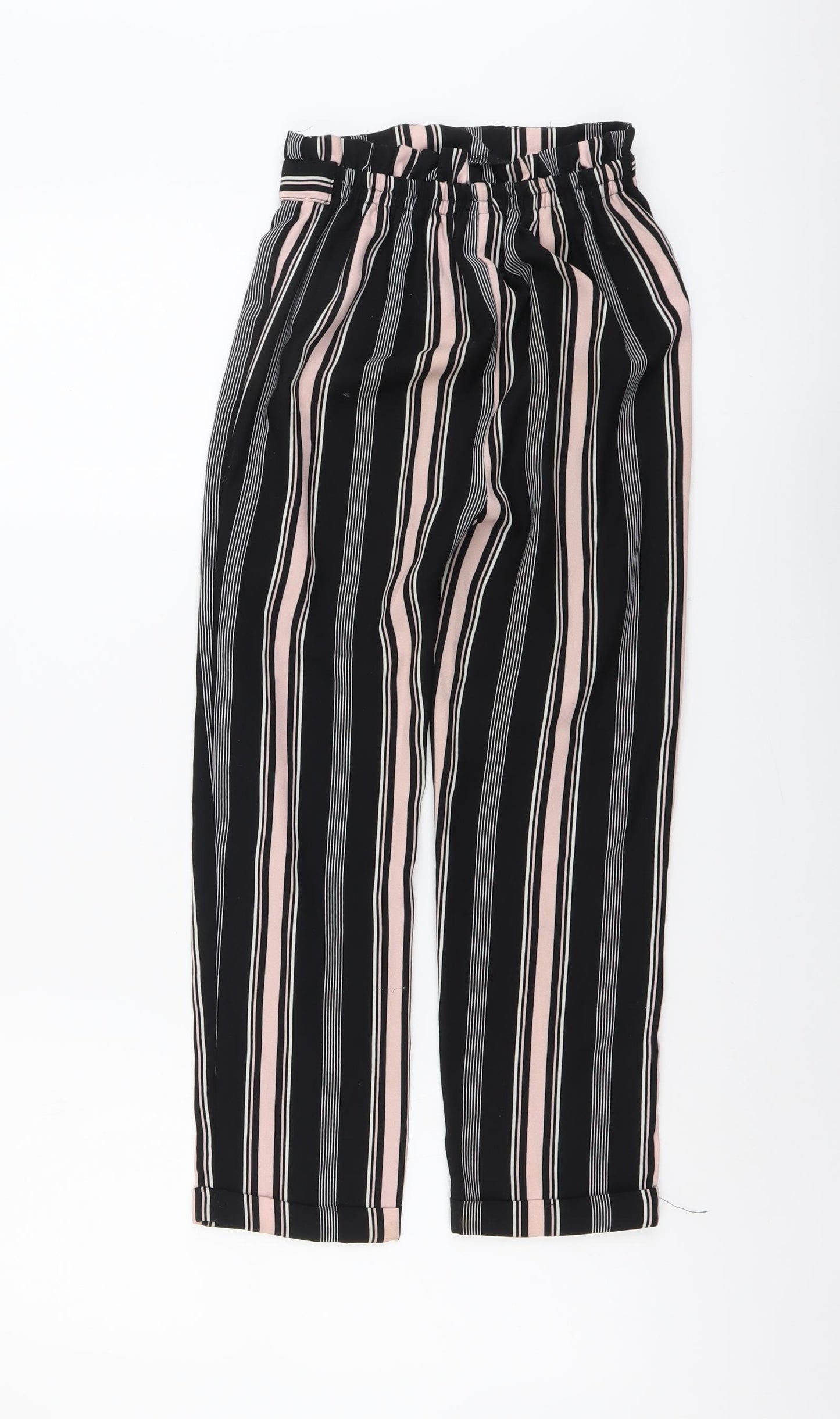 Firetrap Girls Black Striped Polyester Carrot Trousers Size 9-10 Years Regular