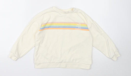 Primark Girls Ivory Cotton Pullover Sweatshirt Size 7-8 Years Pullover - Do What Makes You Happy