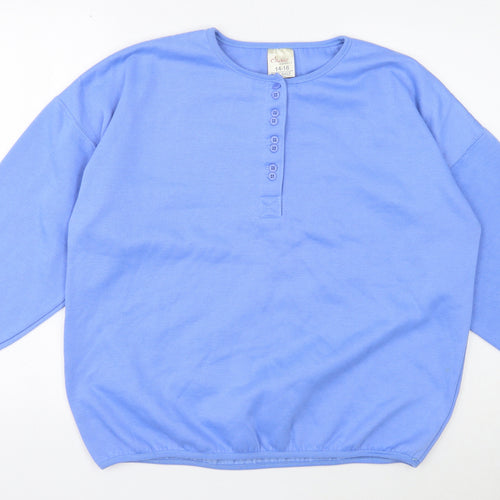 Chase Womens Blue Polyester Pullover Sweatshirt Size 14 Button