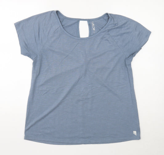 George Womens Blue Polyester Basic T-Shirt Size XL Round Neck Pullover