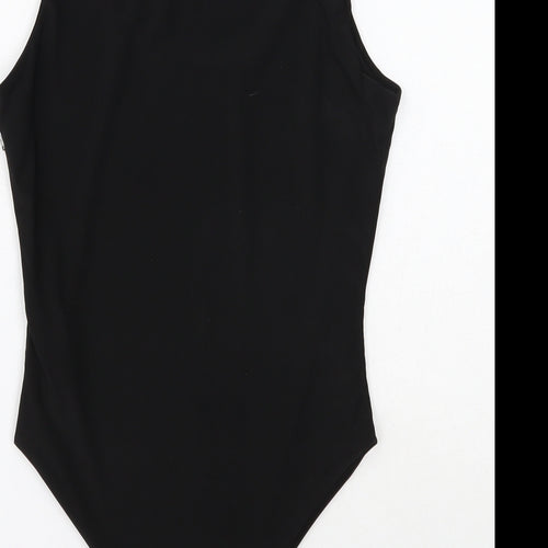 Boohoo Womens Black Polyester Bodysuit One-Piece Size 10 Snap