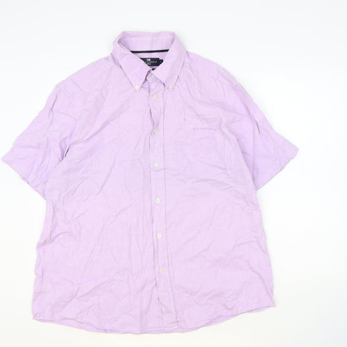 Marks and Spencer Mens Pink Cotton Button-Up Size L Collared Button