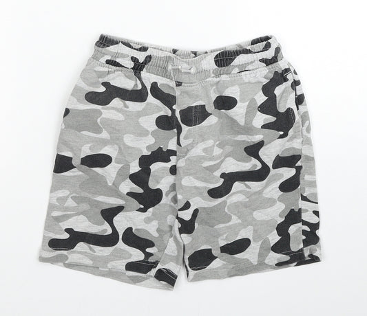 Pep&Co Boys Grey Camouflage Cotton Sweat Shorts Size 7-8 Years Regular Drawstring