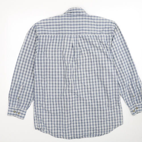 BHS Mens Blue Plaid Cotton Button-Up Size S Collared Button