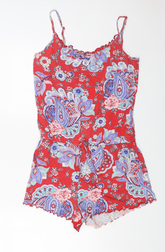 George Womens Red Paisley Cotton Playsuit One-Piece Size 8 L28 in Pullover