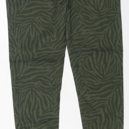 George Girls Green Animal Print Cotton Jegging Jeans Size 9-10 Years L23 in Regular Pullover - Tiger Print