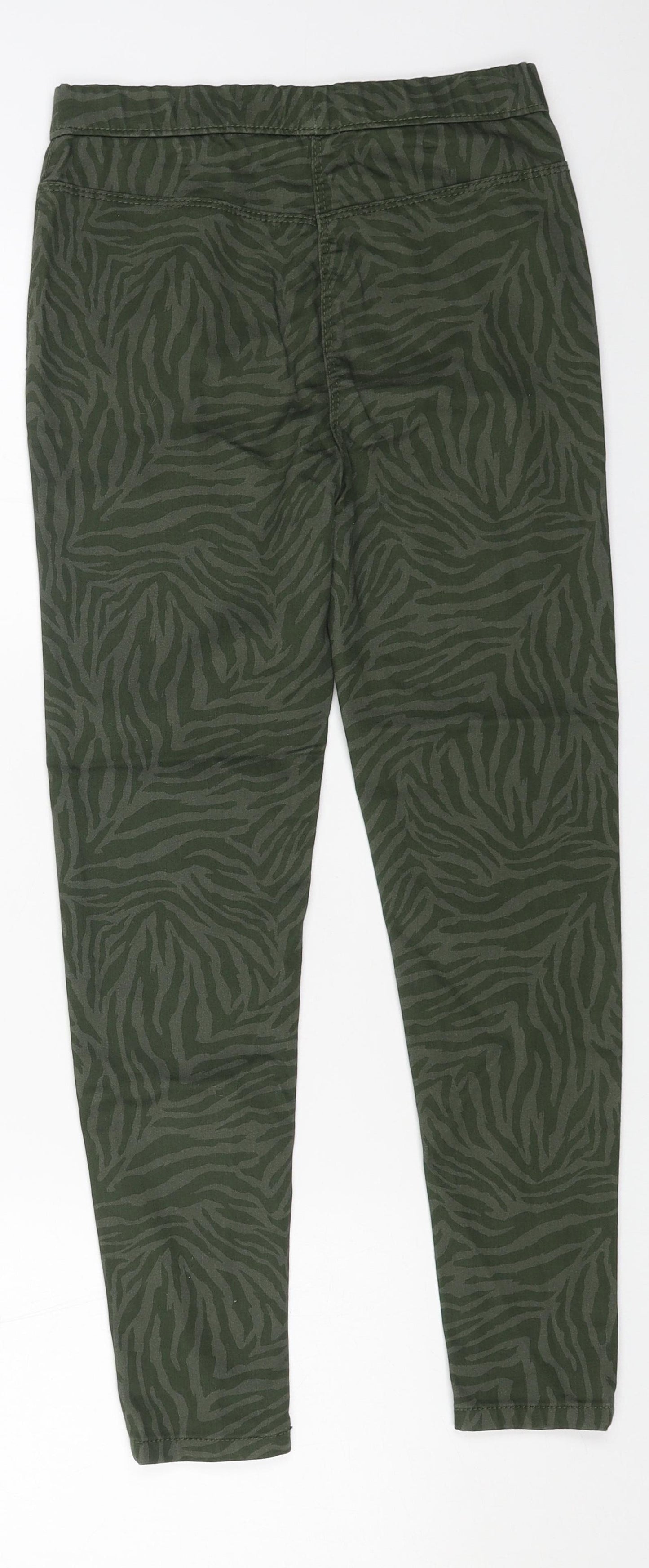George Girls Green Animal Print Cotton Jegging Jeans Size 9-10 Years L23 in Regular Pullover - Tiger Print