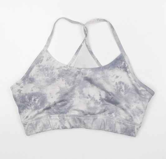 PRETTYLITTLETHING Womens Grey Polyester Cropped Tank Size 12 Scoop Neck Pullover - Tie Dye Racer Back