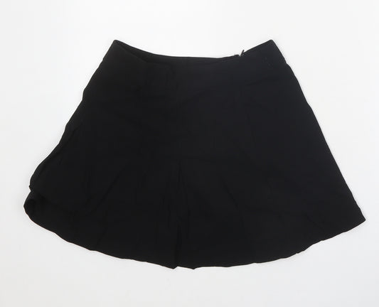M&Co Girls Black Viscose A-Line Skirt Size 12 Years Regular Zip