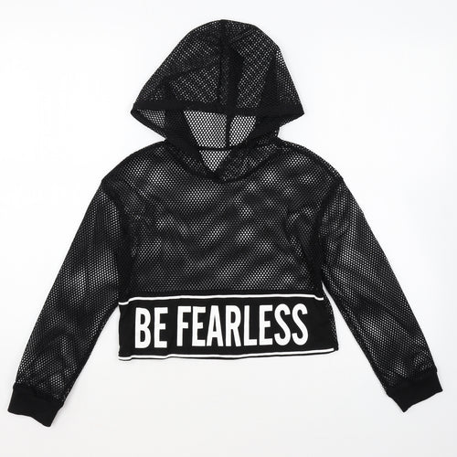 SheIn Girls Black Polyester Pullover Hoodie Size 9 Years Pullover - Be Fearless