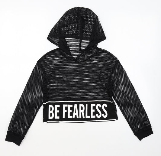 SheIn Girls Black Polyester Pullover Hoodie Size 9 Years Pullover - Be Fearless
