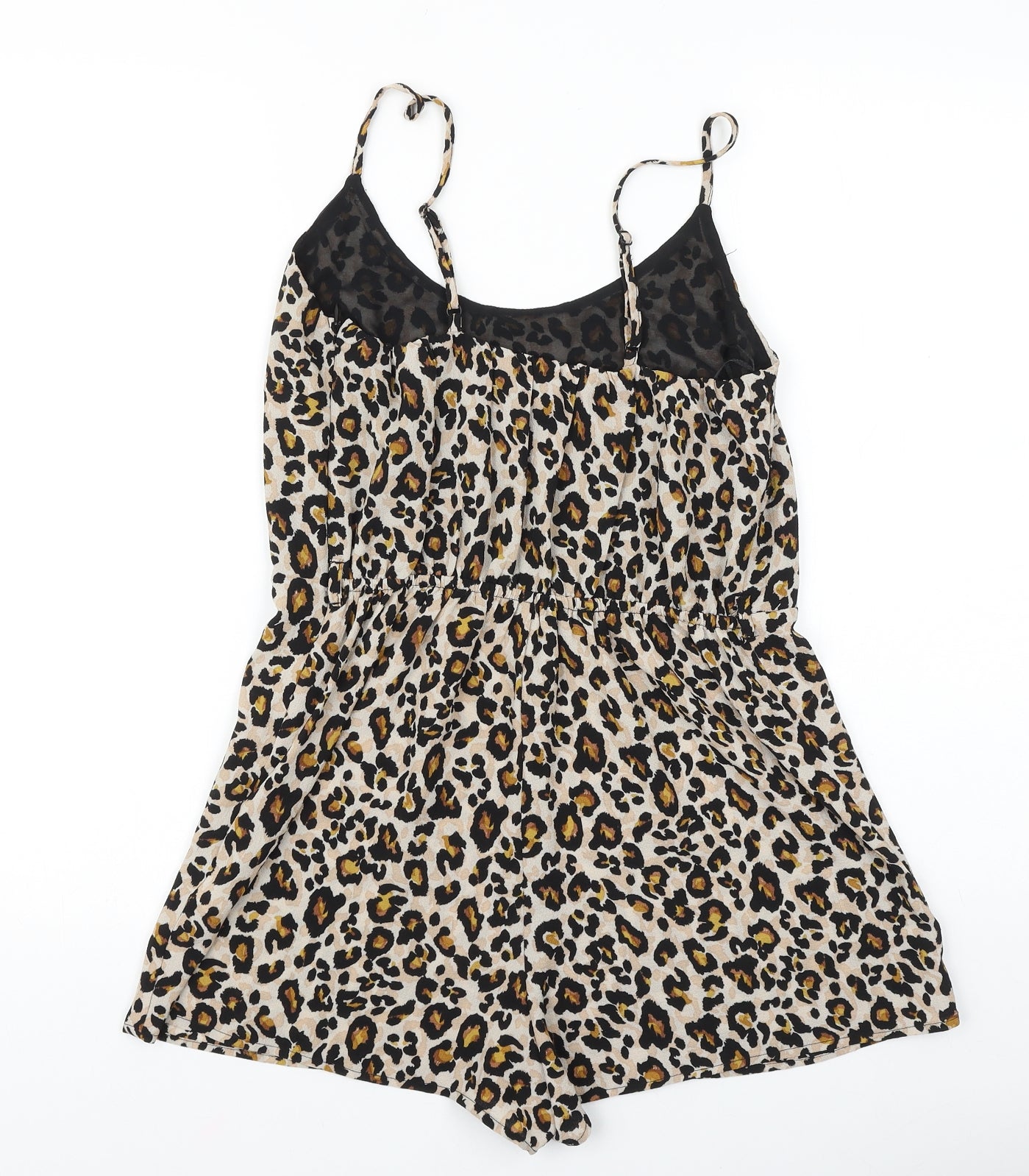 New Look Womens Brown Animal Print Polyester Playsuit One-Piece Size 10 Pullover - Leopard print