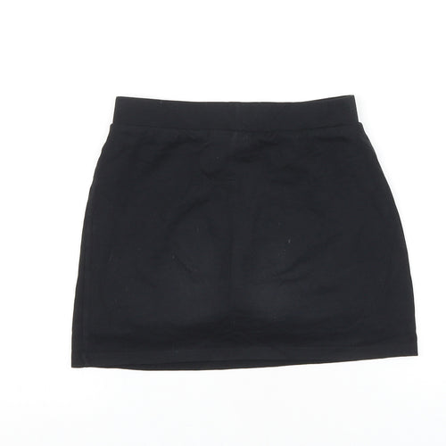 NEXT Girls Black Cotton Mini Skirt Size 9 Years Regular Pull On