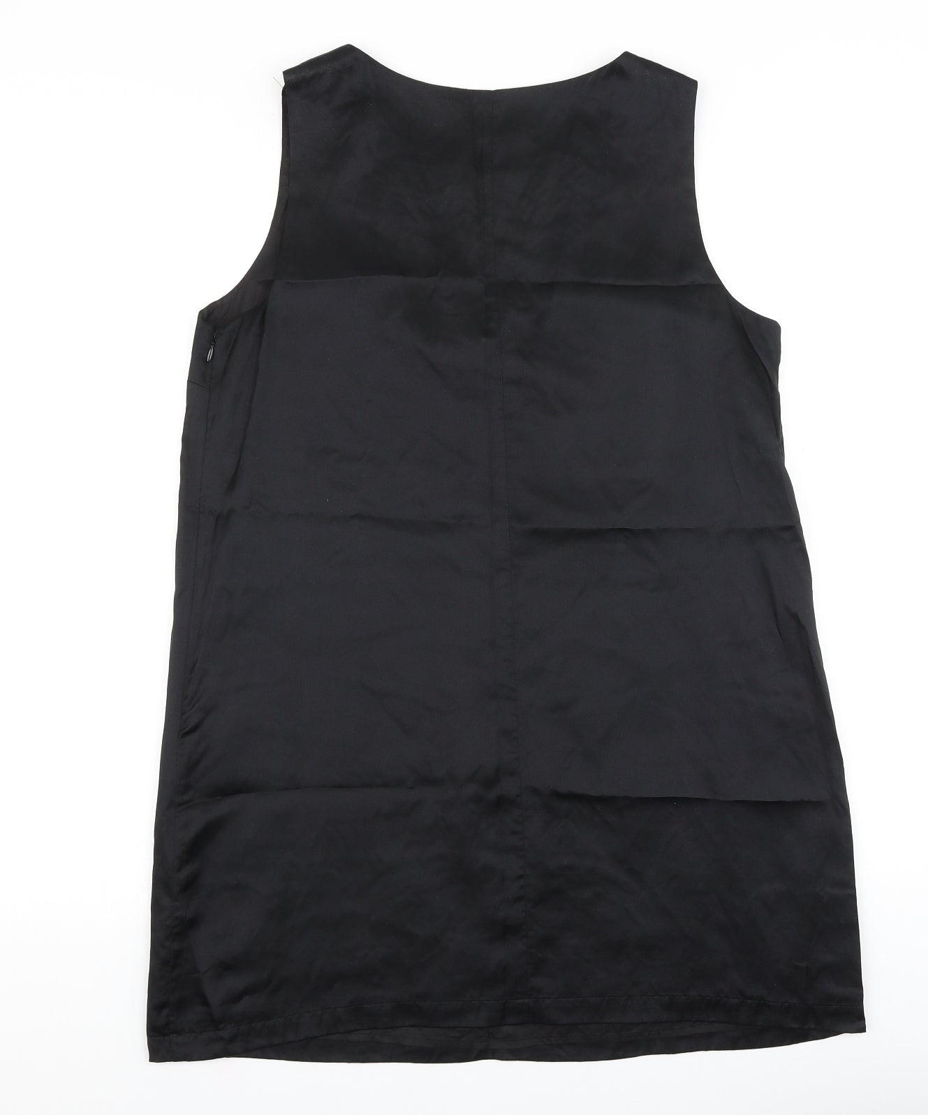 John Rocha Womens Black Polyester Shift Size 16 Scoop Neck Zip