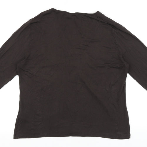 Roman Originals Womens Brown Viscose Basic T-Shirt Size L V-Neck