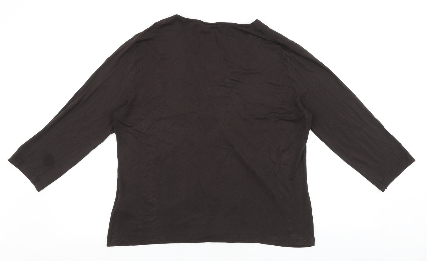 Roman Originals Womens Brown Viscose Basic T-Shirt Size L V-Neck