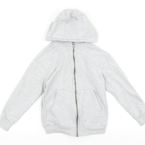 Marks and Spencer Boys Grey 100% Cotton Full Zip Hoodie Size 9-10 Years Zip