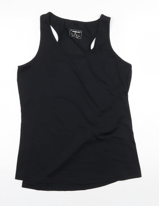 Workout Womens Black Polyester Basic Tank Size S Scoop Neck Pullover - Size 10-12, Racerback
