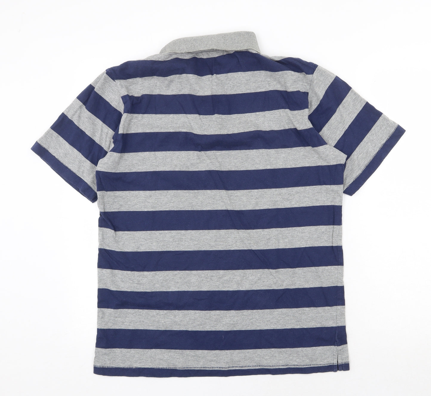 Gap Mens Blue Striped Cotton Polo Size M Collared Button