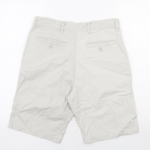 Charles Wilson Mens Grey Cotton Bermuda Shorts Size 32 in Regular Zip