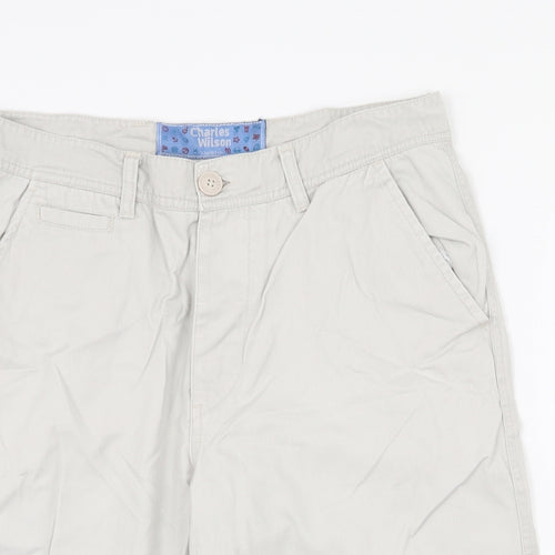 Charles Wilson Mens Grey Cotton Bermuda Shorts Size 32 in Regular Zip