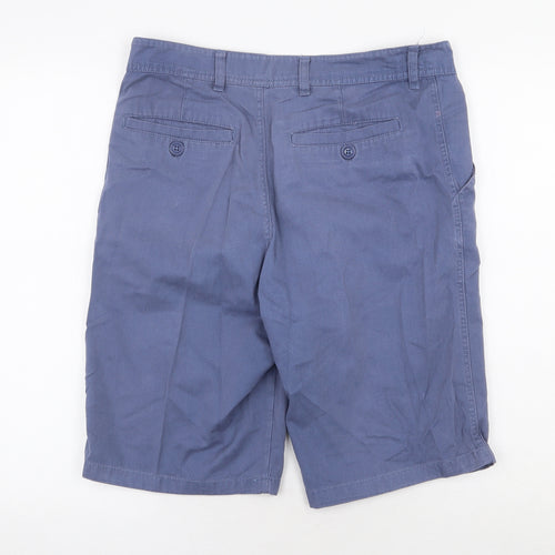 Charles Wilson Mens Blue Cotton Chino Shorts Size 32 in Regular Zip