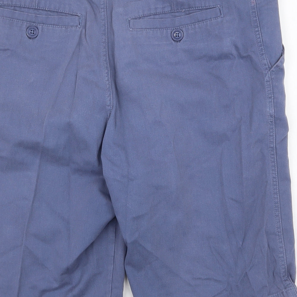 Charles Wilson Mens Blue Cotton Chino Shorts Size 32 in Regular Zip