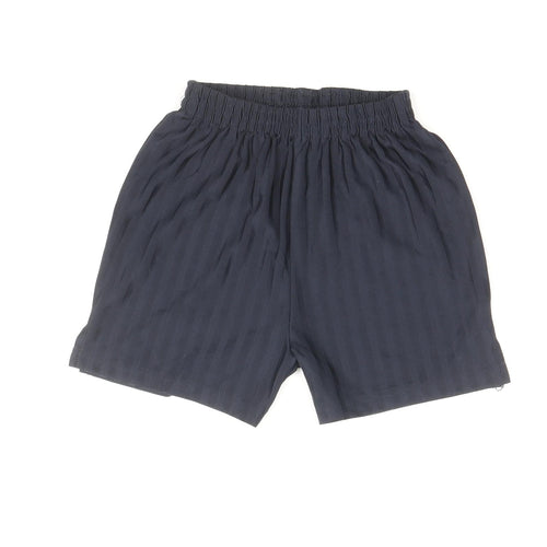 TU Boys Blue Striped Polyester Sweat Shorts Size 6 Years Regular Drawstring