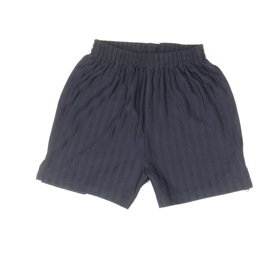 TU Boys Blue Striped Polyester Sweat Shorts Size 6 Years Regular Drawstring