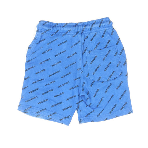 George Boys Blue Geometric Cotton Sweat Shorts Size 5-6 Years Regular Drawstring - Worldwide