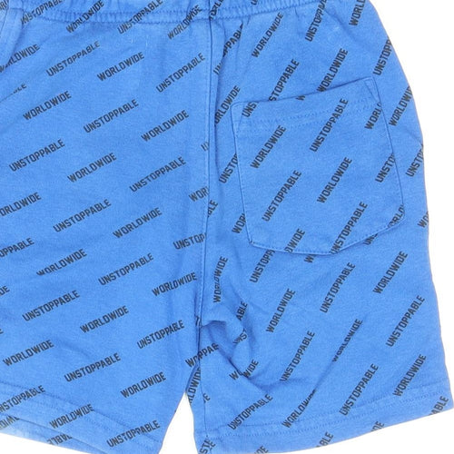 George Boys Blue Geometric Cotton Sweat Shorts Size 5-6 Years Regular Drawstring - Worldwide