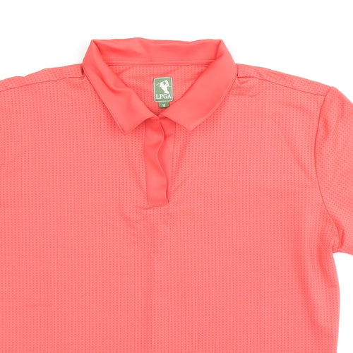 LPGA Womens Pink Polyester Basic Polo Size 18 Collared Pullover