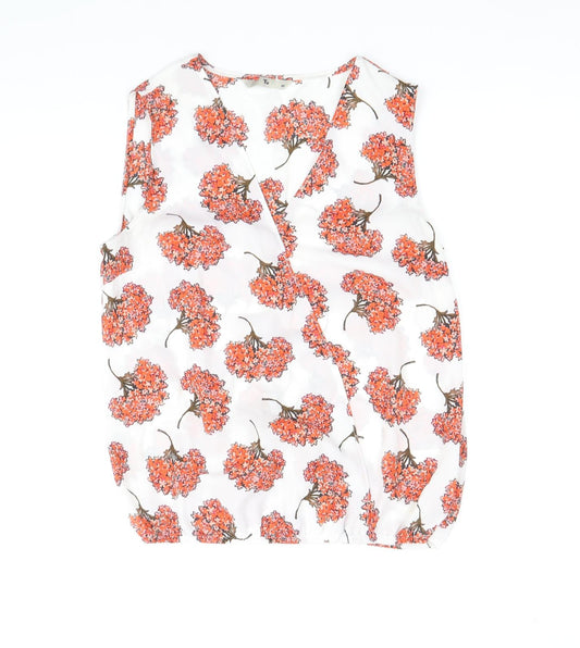 TU Womens Multicoloured Floral Polyester Basic Blouse Size 10 V-Neck