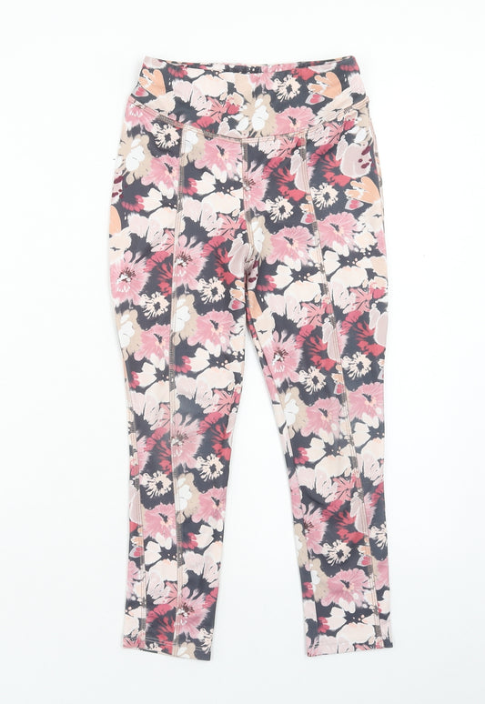 NEXT Girls Pink Floral Polyester Jegging Trousers Size 8 Years Regular Pullover