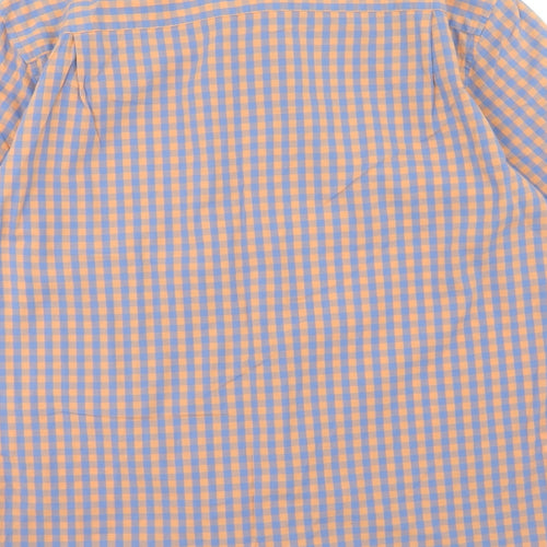 Marks and Spencer Mens Orange Check Cotton Button-Up Size M Collared Button