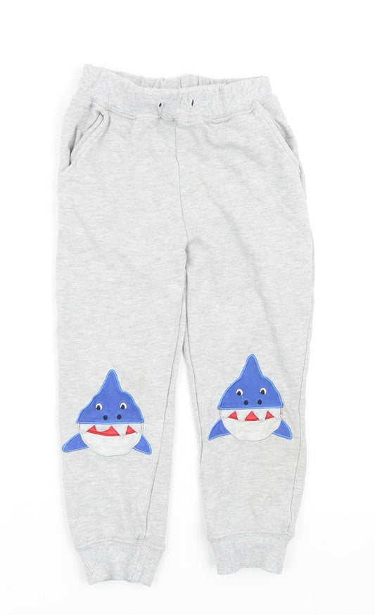 Jumping Meters Boys Grey Cotton Sweatpants Trousers Size 6 Years Regular Drawstring - Shark