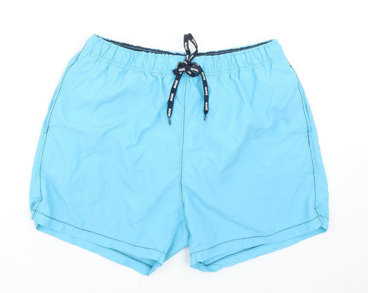Maine Mens Blue Polyester Bermuda Shorts Size L Regular Drawstring - Swim Shorts