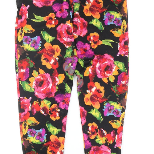 Boohoo Womens Multicoloured Floral Polyester Carrot Leggings Size 10