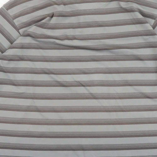 Skopes Mens Grey Striped Polyester Polo Size XL Collared Button